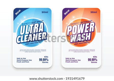 detergent labels or disinfectant stickers set