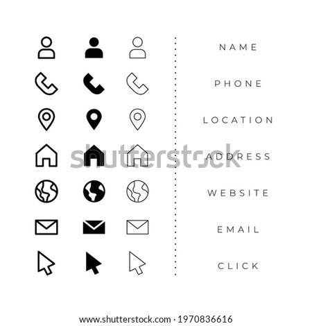 business card icons pack in line and bold style Stock foto © 