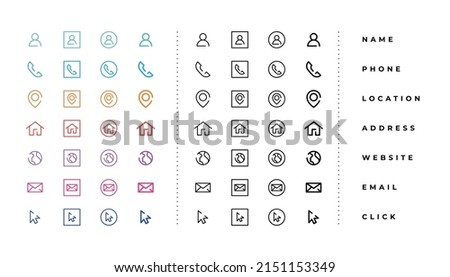 line style business card icons set for company stationery