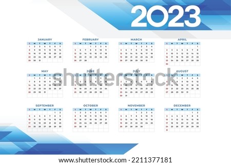One page wall calendar template for 2023 year vector 