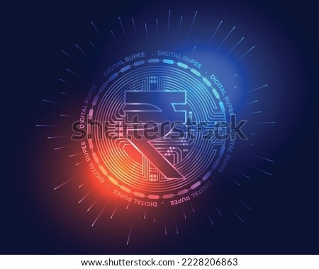 stylish digital currency indian rupee futuristic concept background vector 