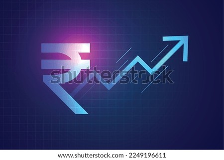 digital indian rupee rise up arrow background in trading concept vector