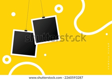 hanging style two photo frame modern template vector 