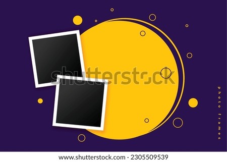 two blank photo frame geometric template design vector 