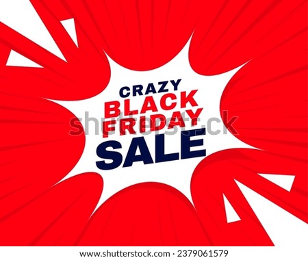 black friday crazy sale promo background with comic expression vector