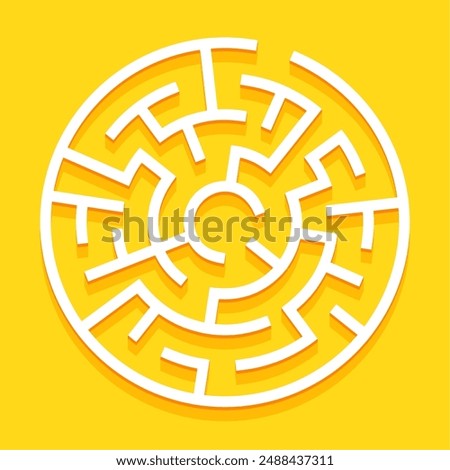 3d style circular maze pattern yellow background find the hidden shortcuts vector