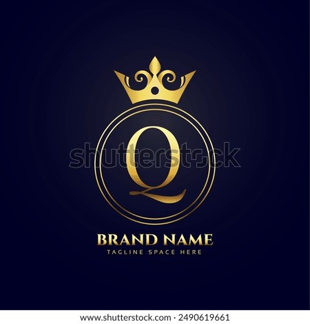 shiny and golden letter Q symbol background for business marketing vector