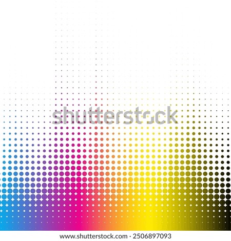 abstract dotted cmyk color background in halftone style vector