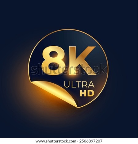 8k ultra hd video resolution sticker design vector