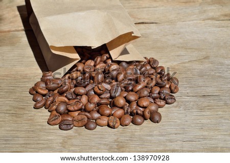 coffee beans spill out of package on board