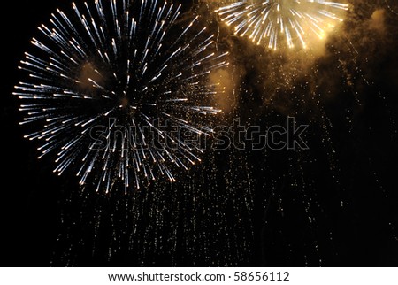 Beautiful fireworks on black sky. Colorful fireworks. Great for Independence Day, New Years Eve or any other celebration.