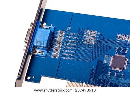 Computer video capture card isolated on white background