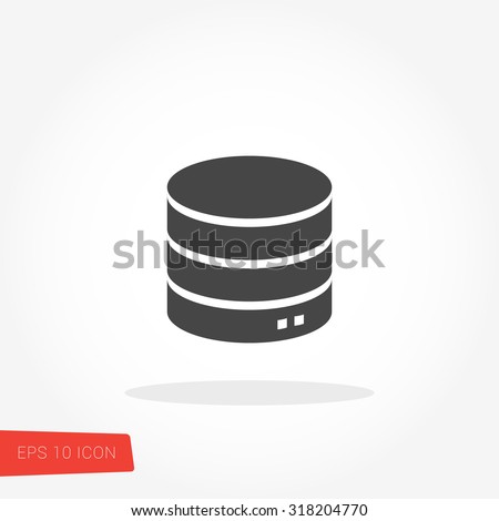 Database, Server Isolated Flat Web Mobile Icon / Vector / Sign / Symbol / Button / Element / Silhouette