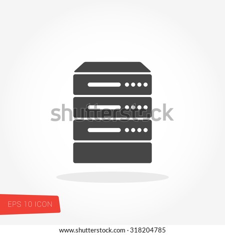 Server, Data, Web Hosting Isolated Flat Web Mobile Icon / Vector / Sign / Symbol / Button / Element / Silhouette