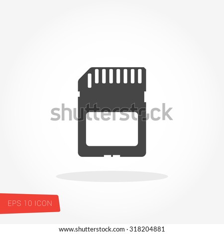 SD Card, Sandisk Isolated Flat Web Mobile Icon / Vector / Sign / Symbol / Button / Element / Silhouette