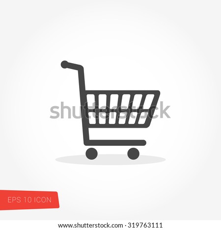 Shopping Cart, Checkout Isolated Flat Web Mobile Icon / Vector / Sign / Symbol / Button / Element / Silhouette