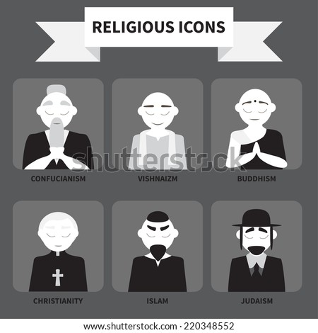 Religion icons. Monochrome