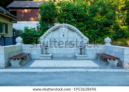 Fountain at the valley station  to mount Merkur in Baden-Baden Stock foto © 