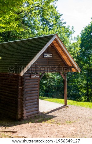 Hut, cottage on the public sunbathing lawn at Berg Merkur in Baden-Baden Stock foto © 