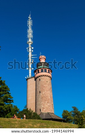 View of the historical tower on Mount Merkur in Baden-Baden Stock foto © 