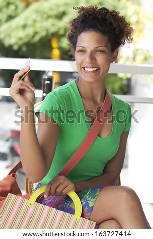 colorful lady with bags