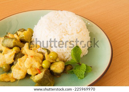 Thailand food Green curry on meal time