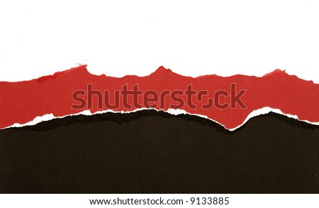 Red and black torn card