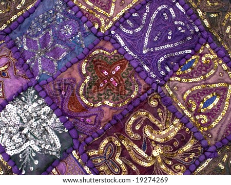 Purple Indian Embroidered Fabric Stock Photo 19274269 : Shutterstock