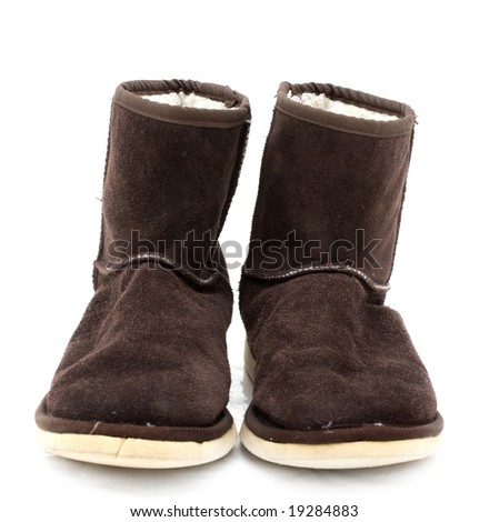 Brown Ugg Boots- Australian Sheepskin Slippers From Front Stock Photo ...