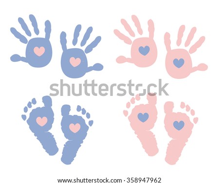 Baby Hand And Foot Print Vector - 358947962 : Shutterstock