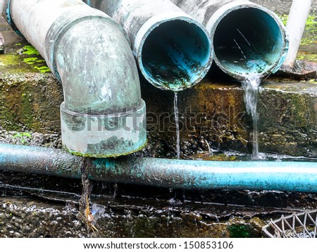 Waste pipe or drainage polluting environment, PVC pipe.