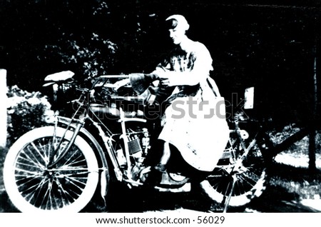 Woman on Motorcycle 1917