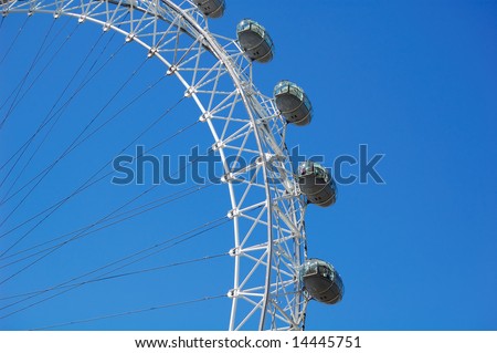 London Eye capsules with a clear blue sky background