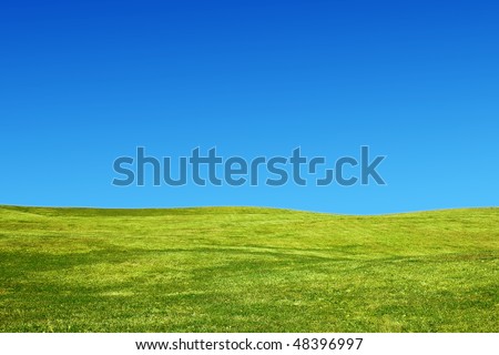 Landscape with grassy hills and a clear sky
