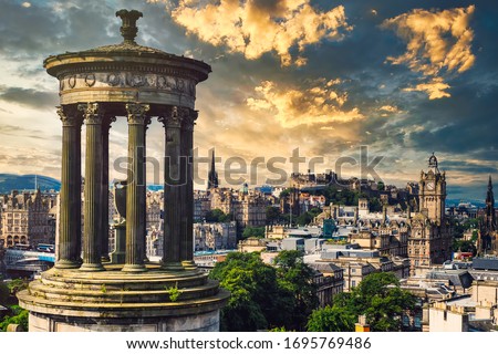 The city of Edinburgh in Scotland at sunset Stock fotó © 