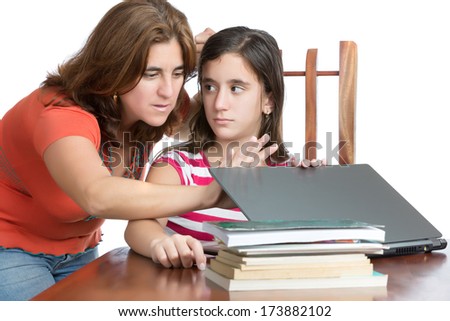 Similar – Image, Stock Photo Mother checking on her children who is riding in the front section of a cargo bike
