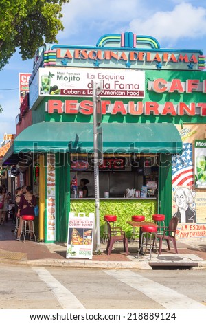 MIAMI,USA - SEPTEMBER 5, 2014 : Typical cuban restaurant at SW 8th Street, a focal point of the cuban community in Miami