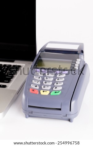 Credit Card Machine on white In The Store