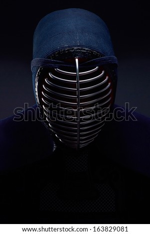 Kendo protective sportswear men, black background