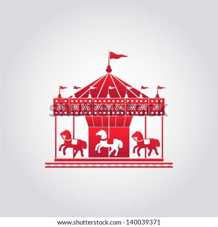 Vintage merry-go-round / carousel icon, fair symbol, vector illustration