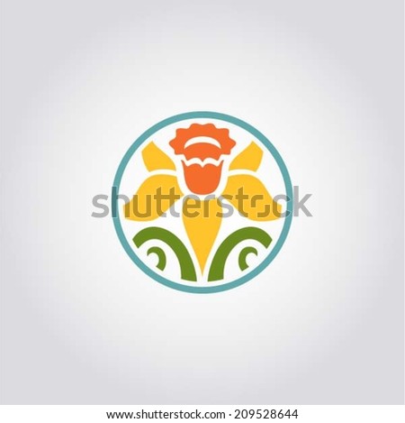 Daffodil - symbol of Wales (UK) - design element, app symbol, web design. Vector illustration