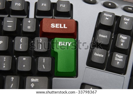 Keyboard - green and red keys Buy and Sell