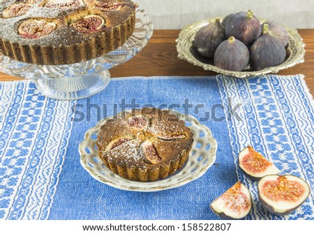 Home baked fig and almond tart