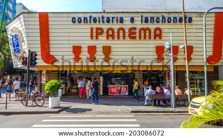 1 July, 2014 in Rio de Janeiro Brazil: The Iconic Confeiteria e Lanchonete Ipanema. A landmark fast food place in the heart of Ipanema, Rio de Janeiro, Brazil