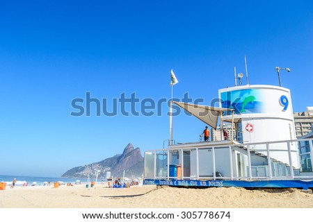 RIO DE JANEIRO, BRAZIL - AUGUST 13, 2015: Posto 9 in Ipanema Beach is a popular spot for sun bathers and athletes in the marvellous city of Rio de Janeiro.