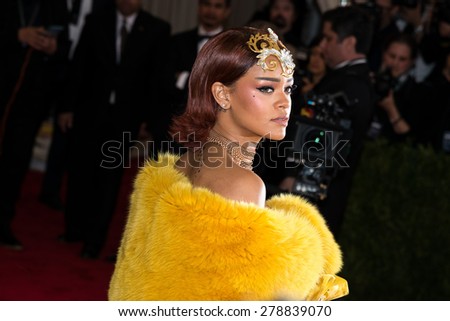 New York, NY  Monday May 04, 2015: Rihanna attends \'China: Through The Looking Glass\' Costume Institute Gala, held at the Metropolitan Museum of Art in New York City, New York.