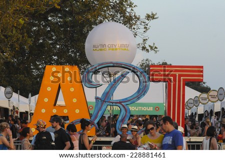 Austin - October 10: Festival goers enjoy an art expo during the  Austin City Limits Music Festival on October 10, 2014.