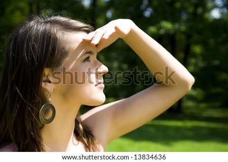 Young Model Looking On The Sun