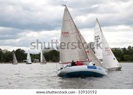 MOSCOW - JULY,4:Yacht Race. 5th Moscow Yacht Festival At Dynamo stadium. July,4, 2009 in Moscow, Russia