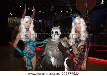 MOSCOW, RUSSIA, October 2: Comic Con attendee poses in the costume during Comic Con 2014 at The Crocus Center on October 2, 2014 in Moscow, Russia.